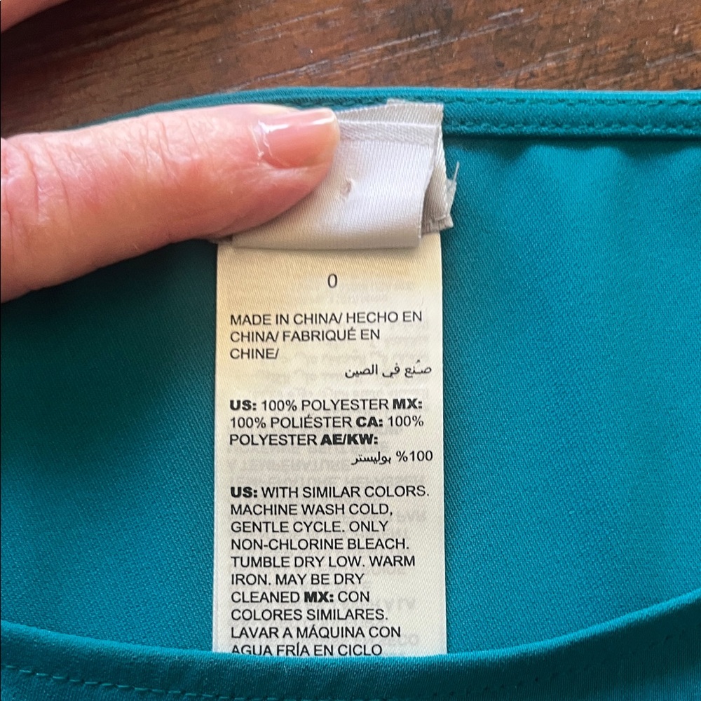 Chico's Teal Green Asymmetric Chiffon Tunic - Picture 10 of 15
